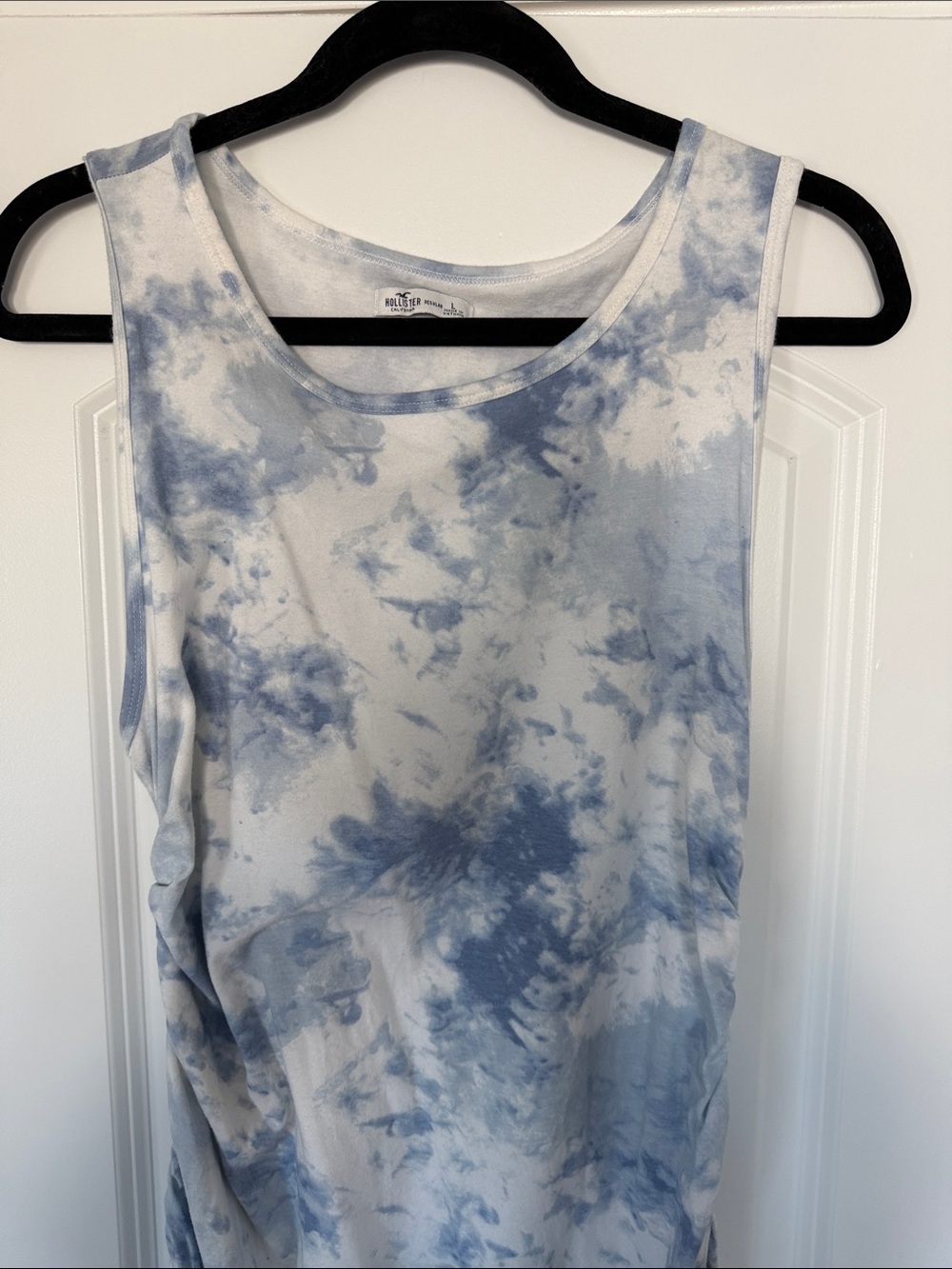 Hollister Light Blue and White Tie-Dye Mini Dress